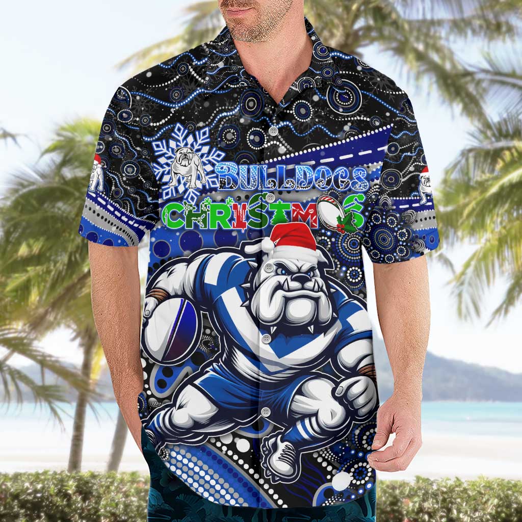 Merry Christmas Bulldogs Hawaiian Shirt Aboriginal Santa Rugby Mascot - Canterbury Bankstown