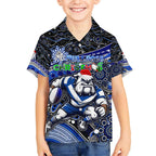 Merry Christmas Bulldogs Hawaiian Shirt Aboriginal Santa Rugby Mascot - Canterbury Bankstown