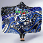Merry Christmas Bulldogs Hooded Blanket Aboriginal Santa Rugby Mascot - Canterbury Bankstown