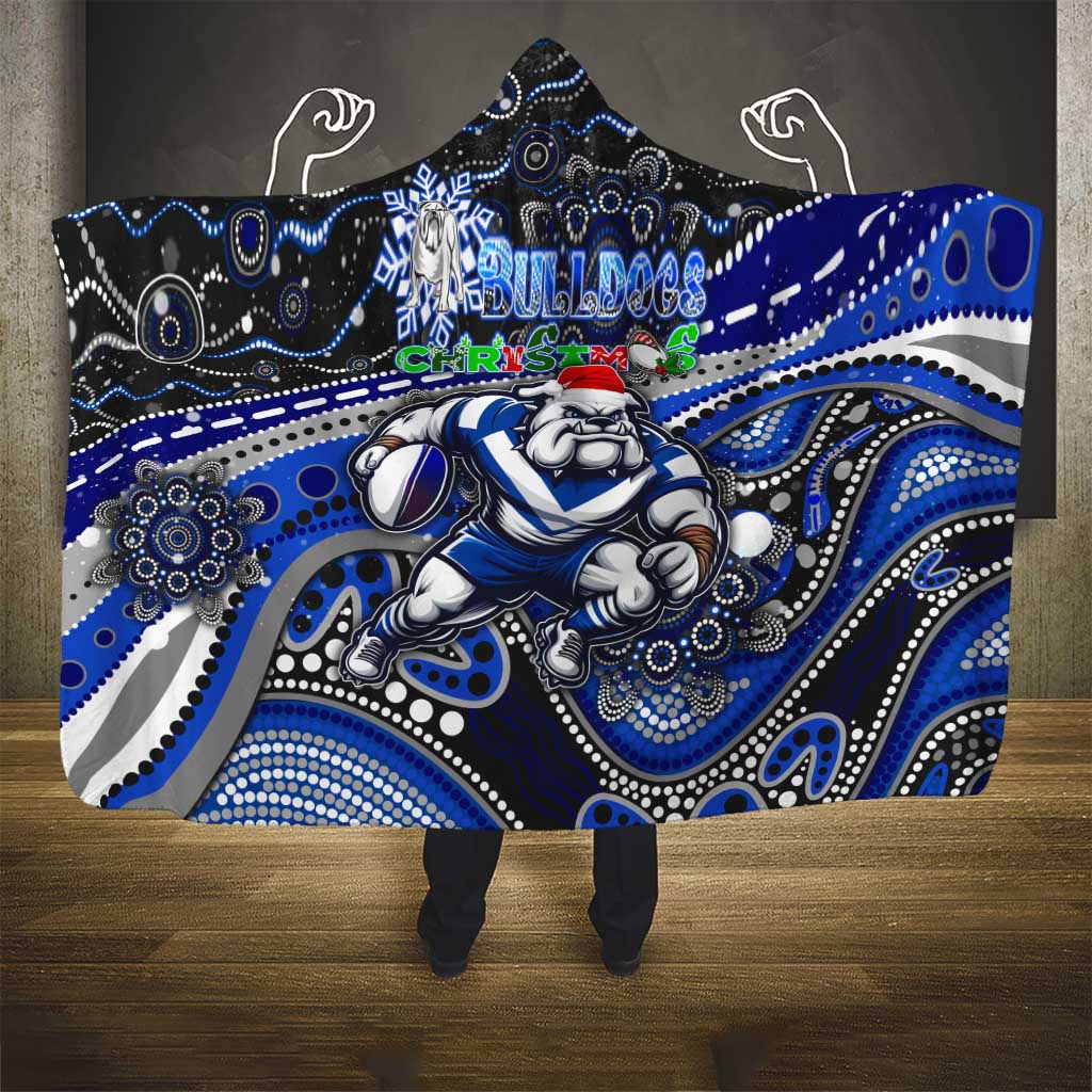 Merry Christmas Bulldogs Hooded Blanket Aboriginal Santa Rugby Mascot - Canterbury Bankstown