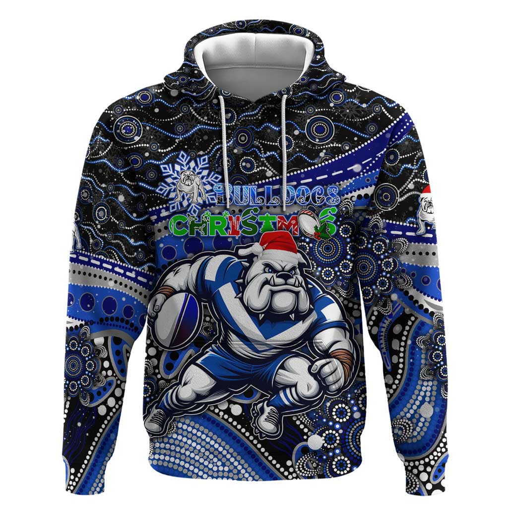 Merry Christmas Bulldogs Hoodie Aboriginal Santa Rugby Mascot - Canterbury Bankstown