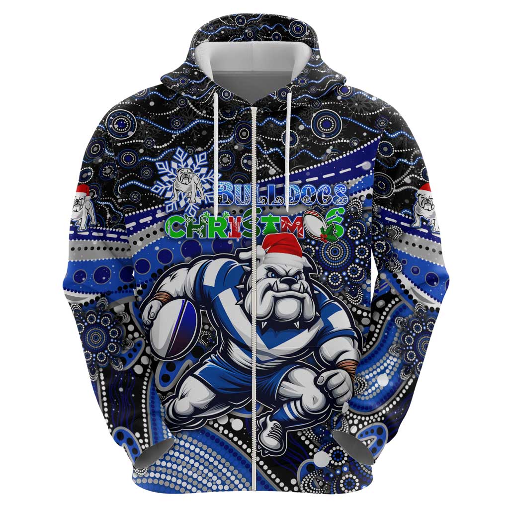 Merry Christmas Bulldogs Hoodie Aboriginal Santa Rugby Mascot - Canterbury Bankstown