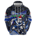 Merry Christmas Bulldogs Hoodie Aboriginal Santa Rugby Mascot - Canterbury Bankstown