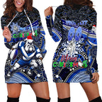 Merry Christmas Bulldogs Hoodie Dress Aboriginal Santa Rugby Mascot - Canterbury Bankstown