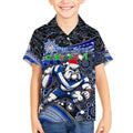 Merry Christmas Bulldogs Kid Hawaiian Shirt Aboriginal Santa Rugby Mascot - Canterbury Bankstown