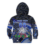 Merry Christmas Bulldogs Kid Hoodie Aboriginal Santa Rugby Mascot - Canterbury Bankstown
