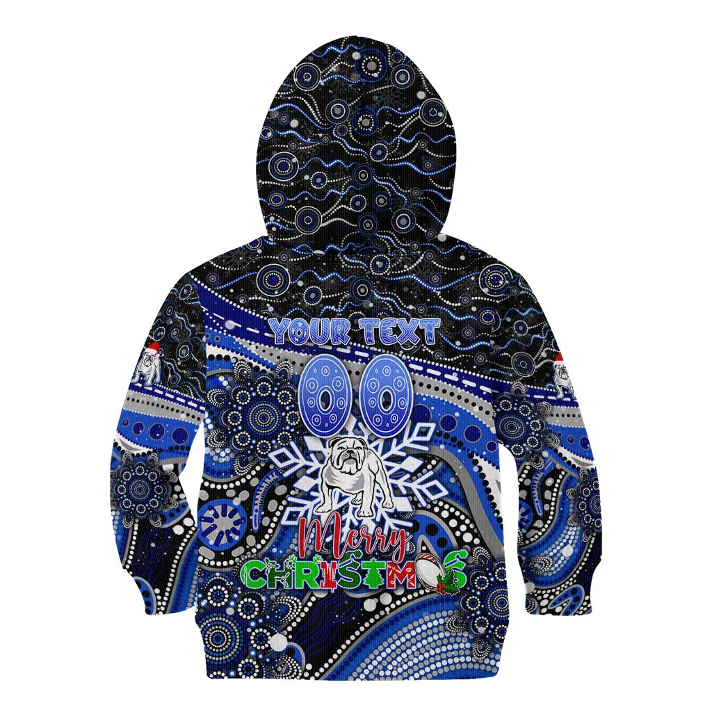 Merry Christmas Bulldogs Kid Hoodie Aboriginal Santa Rugby Mascot - Canterbury Bankstown