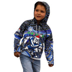 Merry Christmas Bulldogs Kid Hoodie Aboriginal Santa Rugby Mascot - Canterbury Bankstown