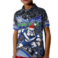 Merry Christmas Bulldogs Kid Polo Shirt Aboriginal Santa Rugby Mascot - Canterbury Bankstown