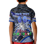 Merry Christmas Bulldogs Kid Polo Shirt Aboriginal Santa Rugby Mascot - Canterbury Bankstown