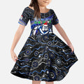 Merry Christmas Bulldogs Kid Short Sleeve Dress Aboriginal Santa Rugby Mascot - Canterbury Bankstown