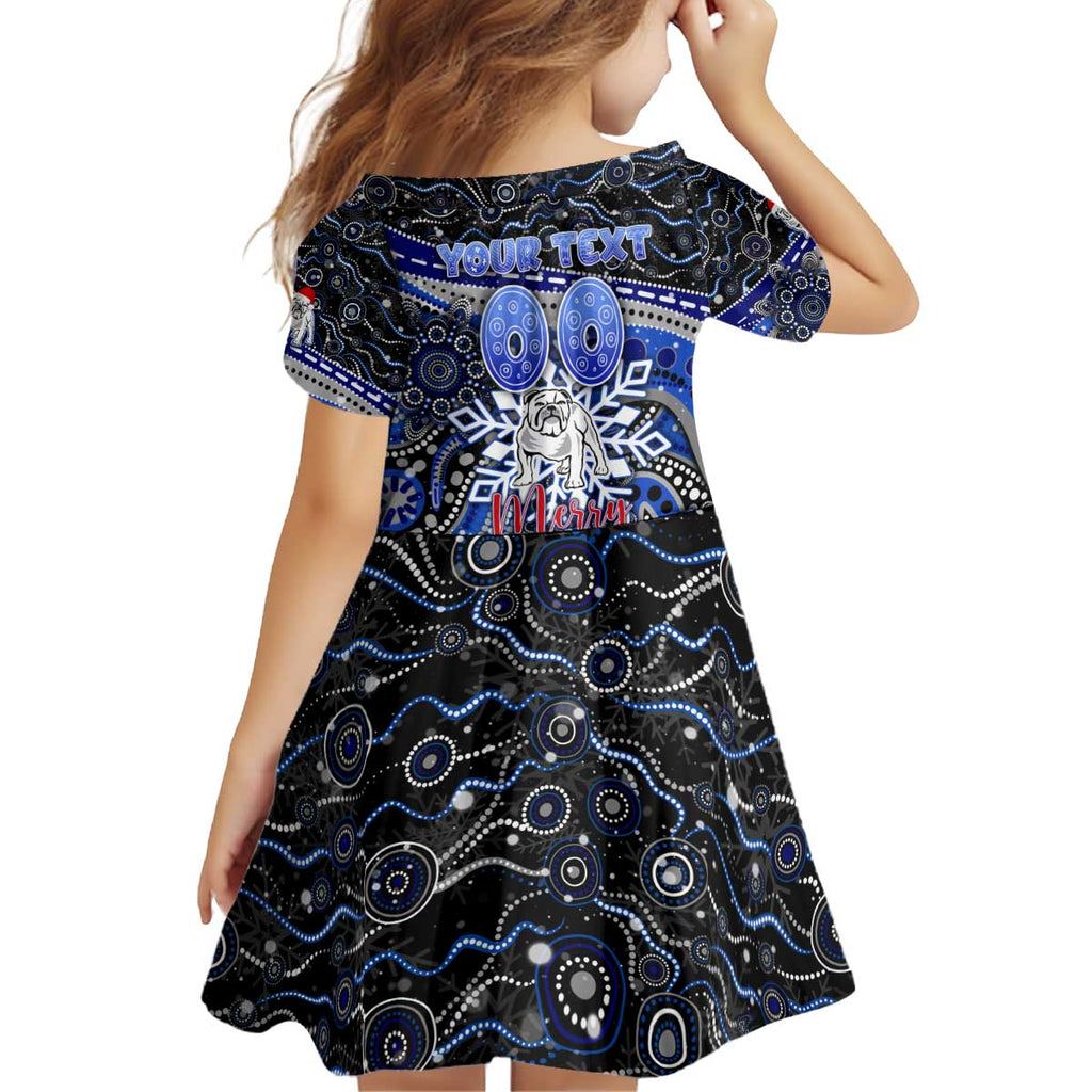 Merry Christmas Bulldogs Kid Short Sleeve Dress Aboriginal Santa Rugby Mascot - Canterbury Bankstown