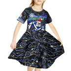 Merry Christmas Bulldogs Kid Short Sleeve Dress Aboriginal Santa Rugby Mascot - Canterbury Bankstown