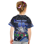 Merry Christmas Bulldogs Kid T Shirt Aboriginal Santa Rugby Mascot - Canterbury Bankstown