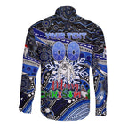 Merry Christmas Bulldogs Long Sleeve Button Shirt Aboriginal Santa Rugby Mascot - Canterbury Bankstown