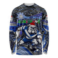 Merry Christmas Bulldogs Long Sleeve Shirt Aboriginal Santa Rugby Mascot - Canterbury Bankstown
