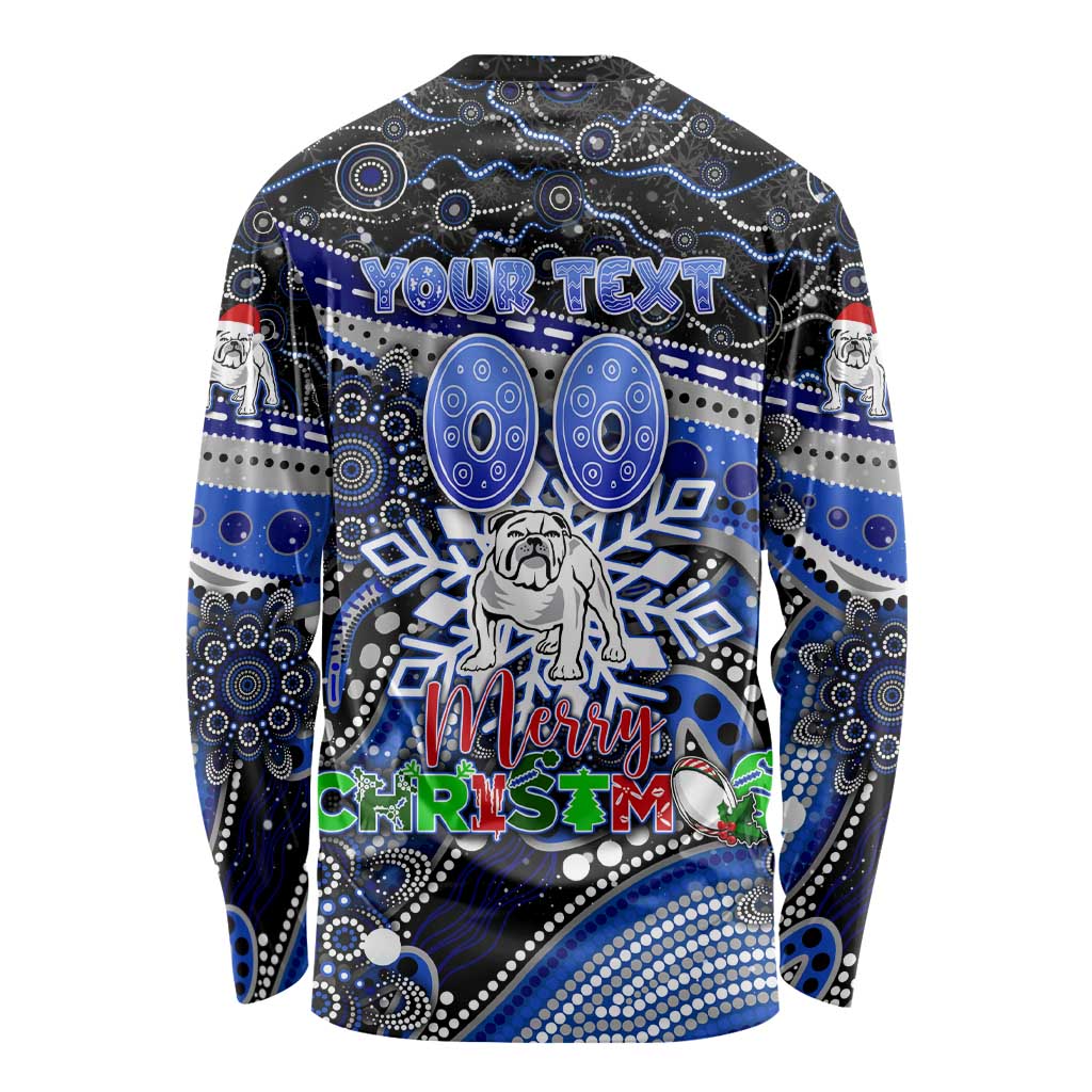 Merry Christmas Bulldogs Long Sleeve Shirt Aboriginal Santa Rugby Mascot - Canterbury Bankstown