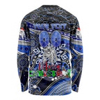 Merry Christmas Bulldogs Long Sleeve Shirt Aboriginal Santa Rugby Mascot - Canterbury Bankstown
