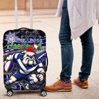 Merry Christmas Bulldogs Luggage Cover Aboriginal Santa Rugby Mascot - Canterbury Bankstown