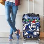 Merry Christmas Bulldogs Luggage Cover Aboriginal Santa Rugby Mascot - Canterbury Bankstown