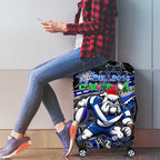 Merry Christmas Bulldogs Luggage Cover Aboriginal Santa Rugby Mascot - Canterbury Bankstown