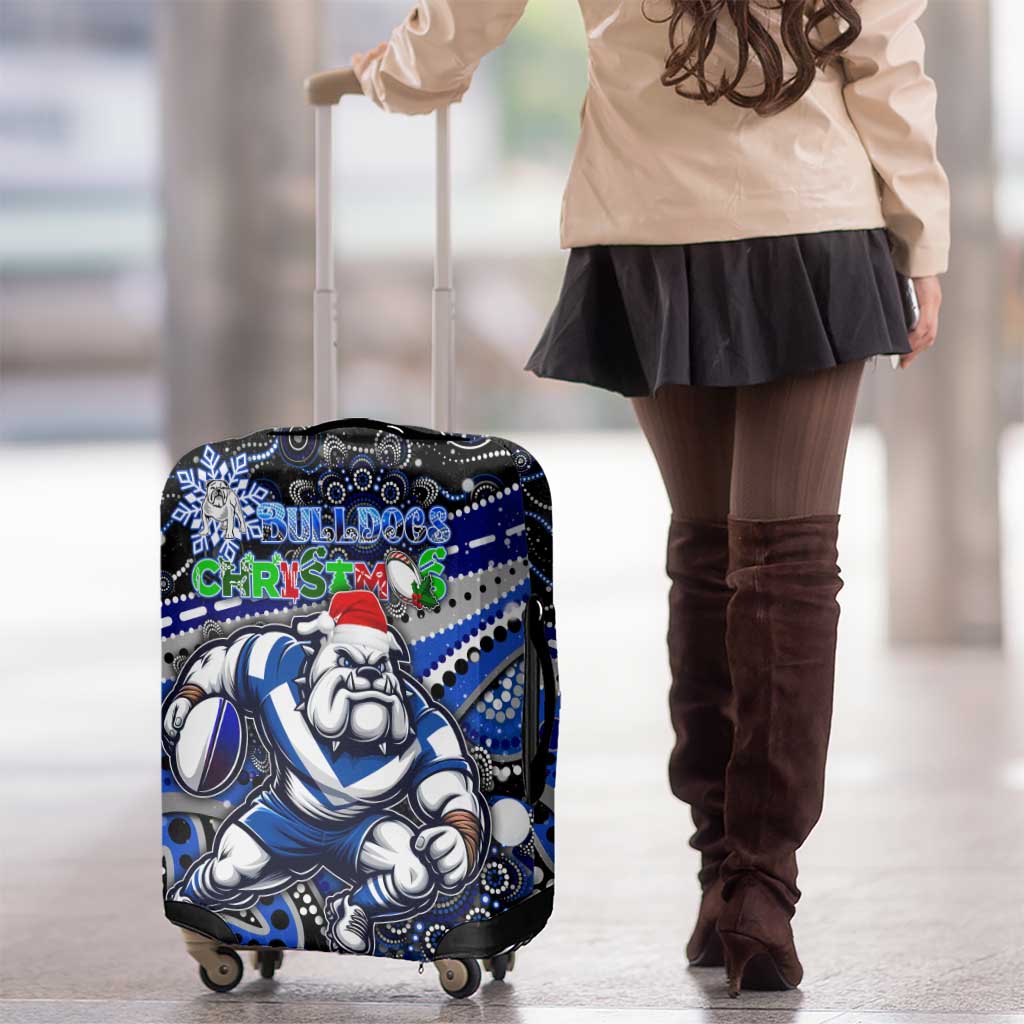 Merry Christmas Bulldogs Luggage Cover Aboriginal Santa Rugby Mascot - Canterbury Bankstown