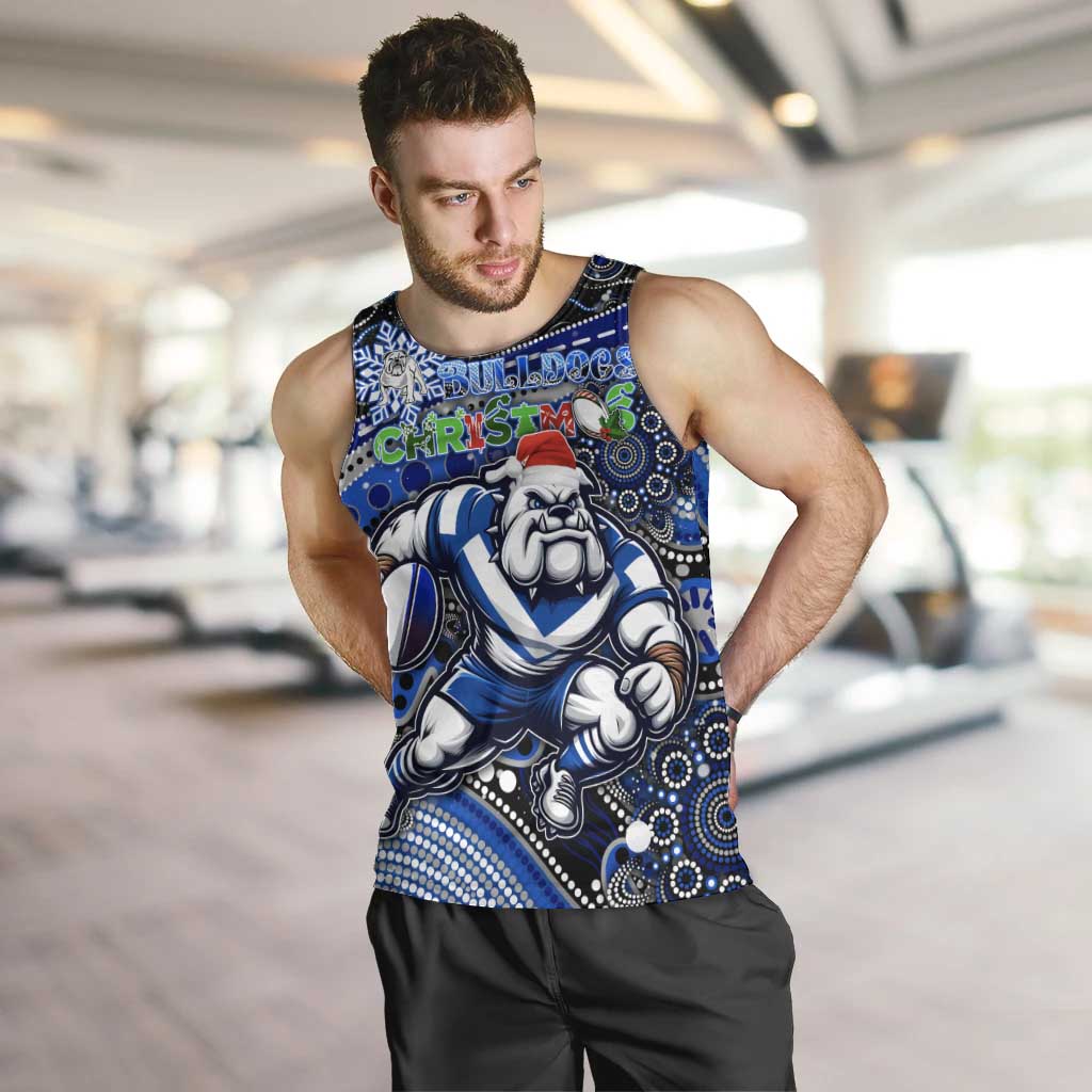 Merry Christmas Bulldogs Men Tank Top Aboriginal Santa Rugby Mascot - Canterbury Bankstown