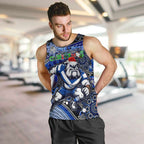 Merry Christmas Bulldogs Men Tank Top Aboriginal Santa Rugby Mascot - Canterbury Bankstown