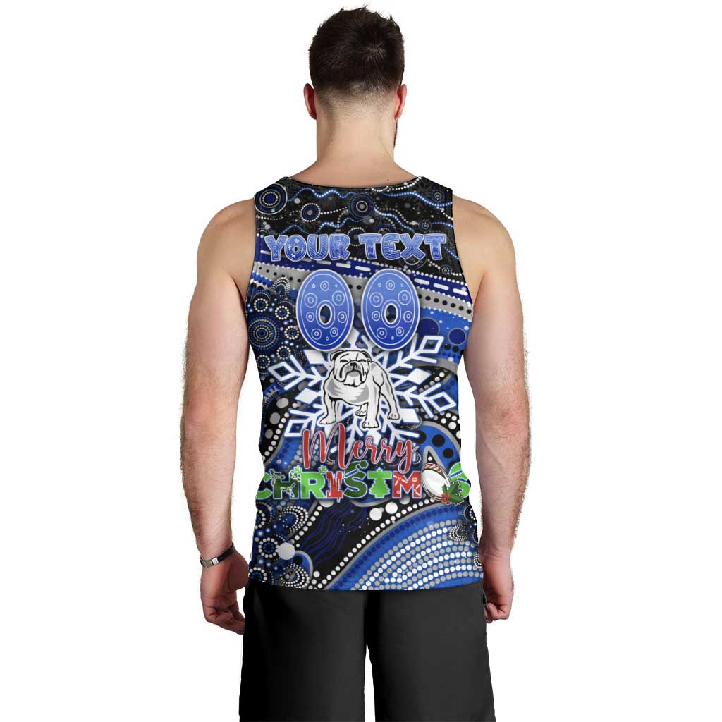 Merry Christmas Bulldogs Men Tank Top Aboriginal Santa Rugby Mascot - Canterbury Bankstown