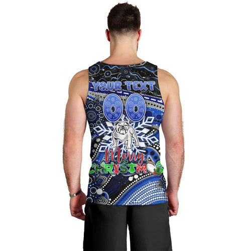 Merry Christmas Bulldogs Men Tank Top Aboriginal Santa Rugby Mascot - Canterbury Bankstown