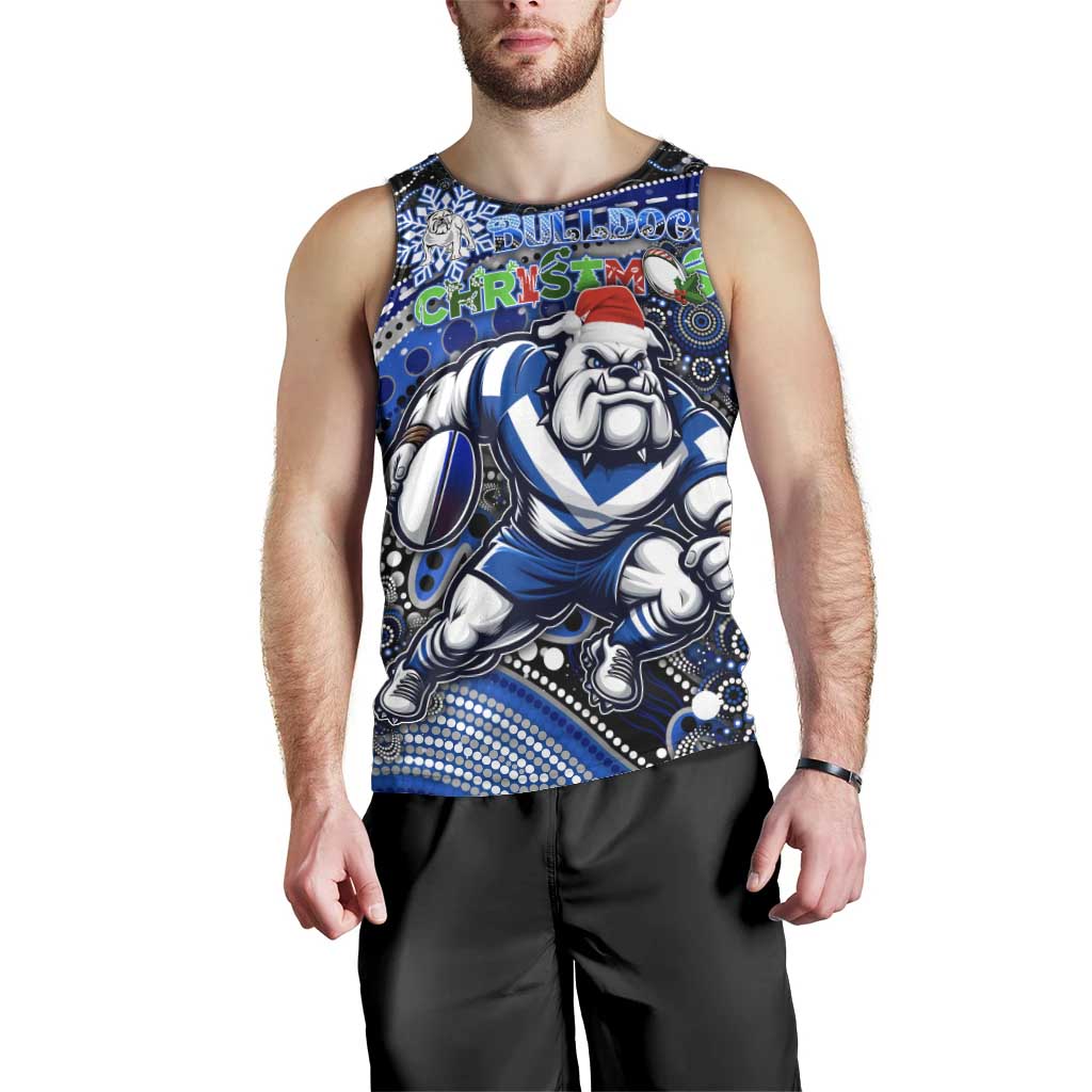 Merry Christmas Bulldogs Men Tank Top Aboriginal Santa Rugby Mascot - Canterbury Bankstown