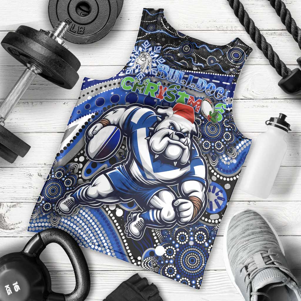 Merry Christmas Bulldogs Men Tank Top Aboriginal Santa Rugby Mascot - Canterbury Bankstown