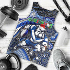 Merry Christmas Bulldogs Men Tank Top Aboriginal Santa Rugby Mascot - Canterbury Bankstown