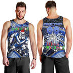 Merry Christmas Bulldogs Men Tank Top Aboriginal Santa Rugby Mascot - Canterbury Bankstown