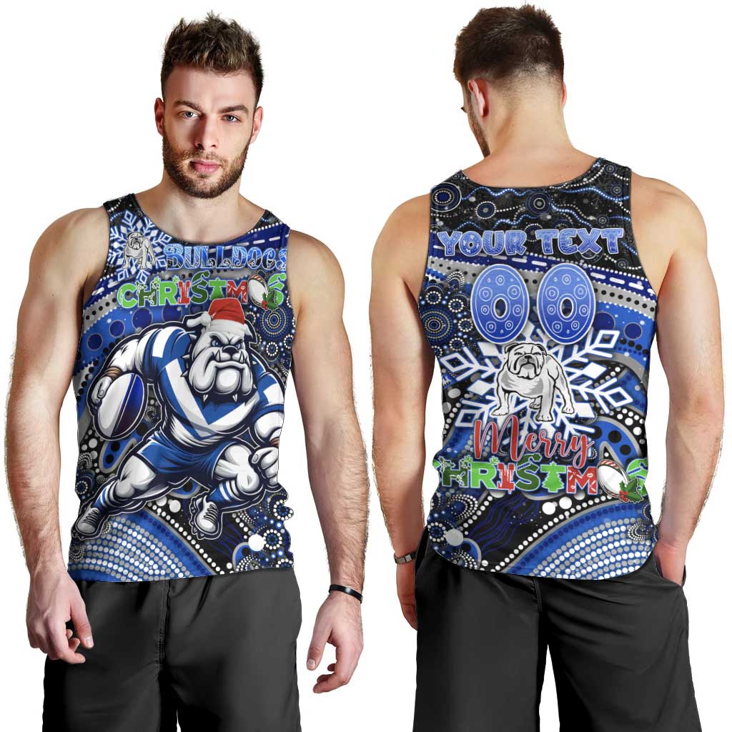 Merry Christmas Bulldogs Men Tank Top Aboriginal Santa Rugby Mascot - Canterbury Bankstown