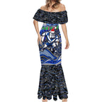 Merry Christmas Bulldogs Mermaid Dress Aboriginal Santa Rugby Mascot - Canterbury Bankstown