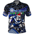 Merry Christmas Bulldogs Polo Shirt Aboriginal Santa Rugby Mascot - Canterbury Bankstown