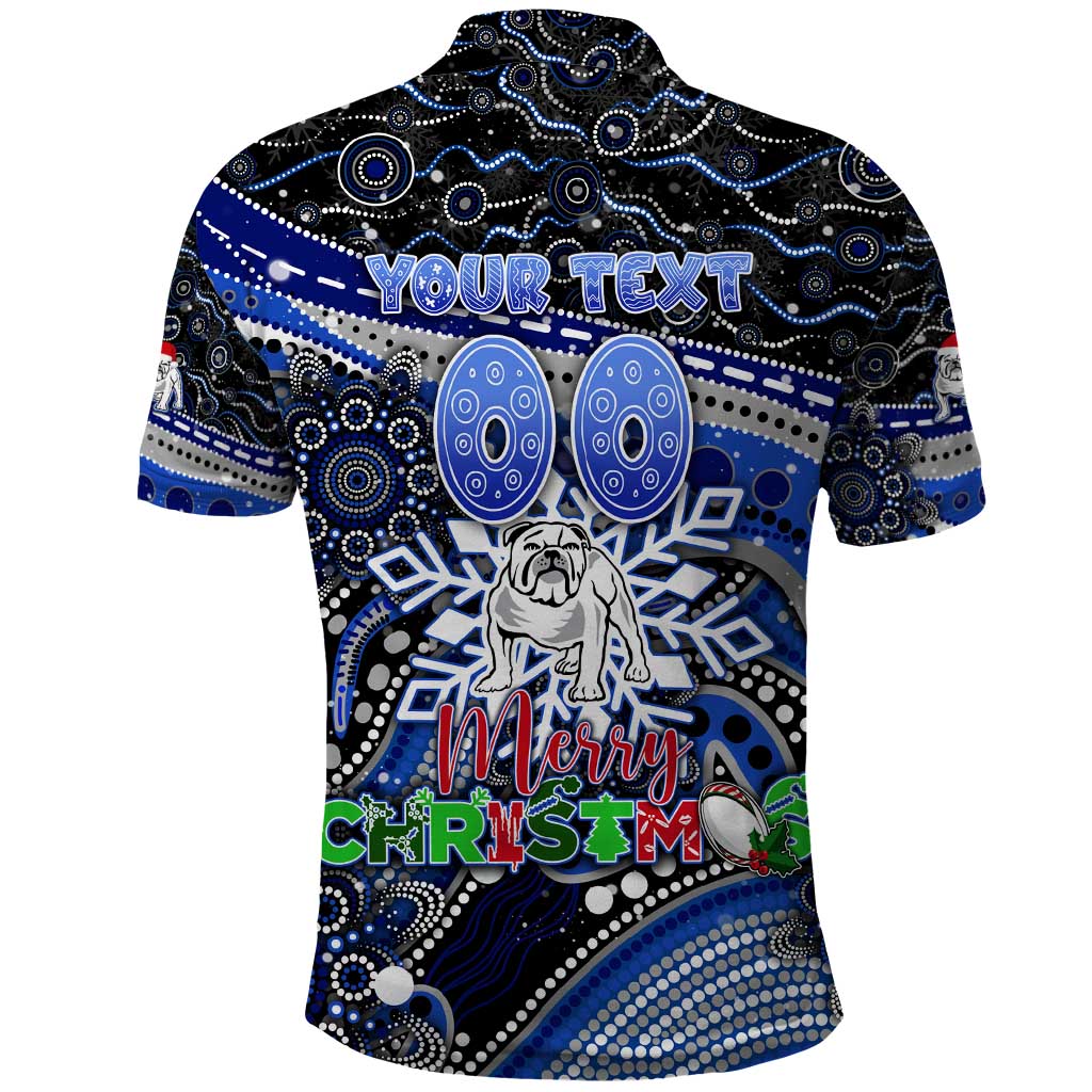 Merry Christmas Bulldogs Polo Shirt Aboriginal Santa Rugby Mascot - Canterbury Bankstown