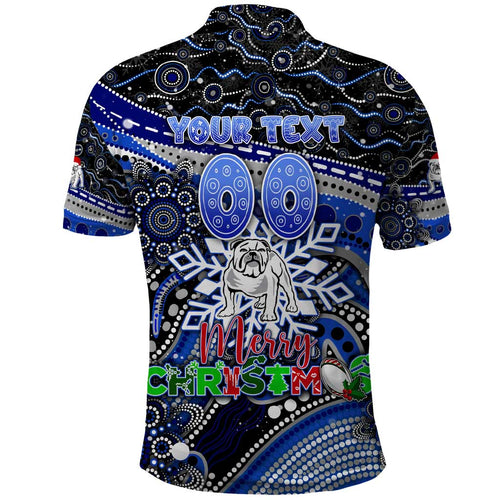 Merry Christmas Bulldogs Polo Shirt Aboriginal Santa Rugby Mascot - Canterbury Bankstown
