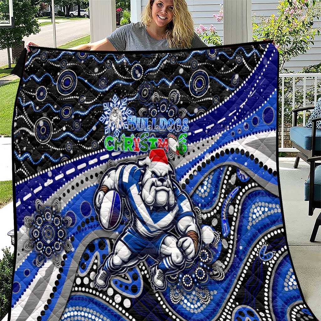 Merry Christmas Bulldogs Quilt Aboriginal Santa Rugby Mascot - Canterbury Bankstown