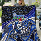 Merry Christmas Bulldogs Quilt Aboriginal Santa Rugby Mascot - Canterbury Bankstown
