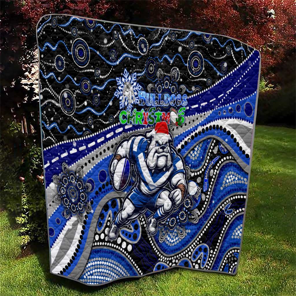 Merry Christmas Bulldogs Quilt Aboriginal Santa Rugby Mascot - Canterbury Bankstown