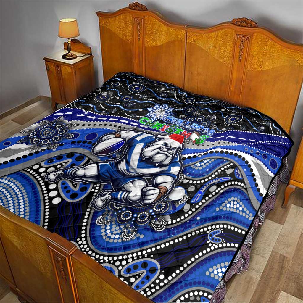Merry Christmas Bulldogs Quilt Aboriginal Santa Rugby Mascot - Canterbury Bankstown