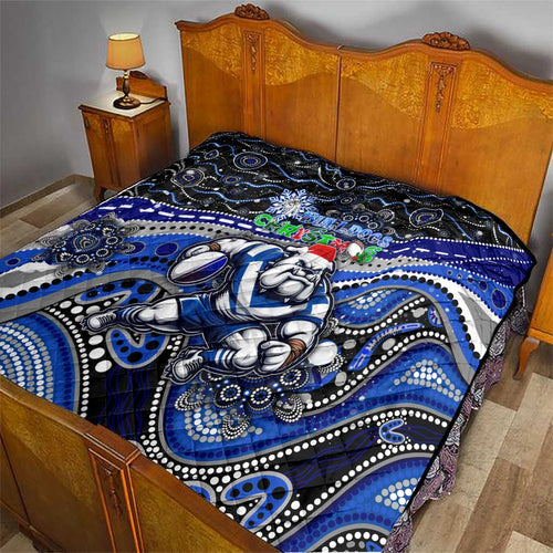 Merry Christmas Bulldogs Quilt Aboriginal Santa Rugby Mascot - Canterbury Bankstown