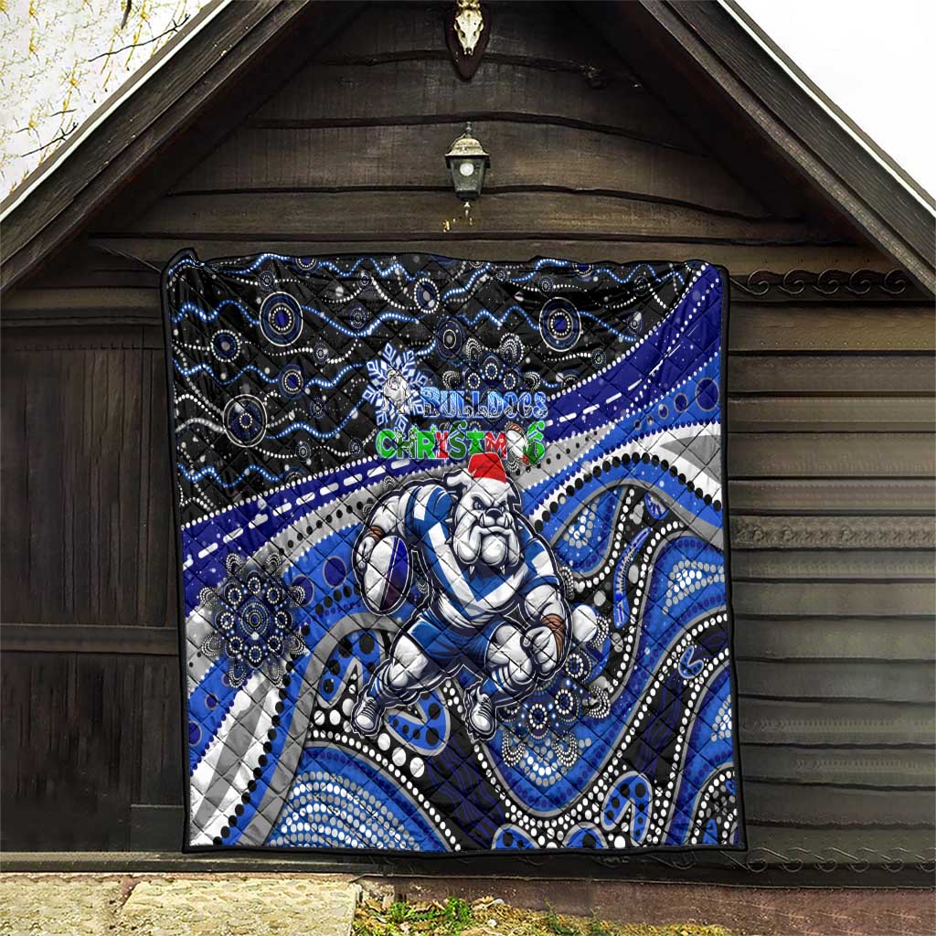 Merry Christmas Bulldogs Quilt Aboriginal Santa Rugby Mascot - Canterbury Bankstown