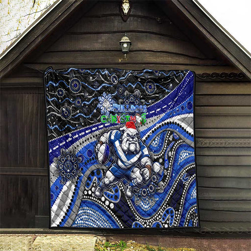 Merry Christmas Bulldogs Quilt Aboriginal Santa Rugby Mascot - Canterbury Bankstown