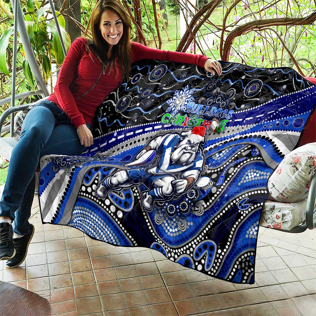 Merry Christmas Bulldogs Quilt Aboriginal Santa Rugby Mascot - Canterbury Bankstown