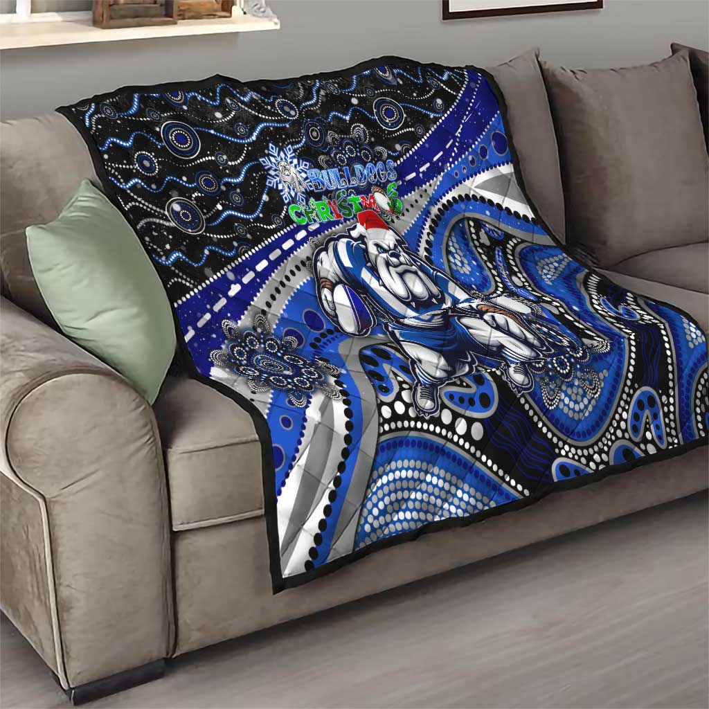 Merry Christmas Bulldogs Quilt Aboriginal Santa Rugby Mascot - Canterbury Bankstown