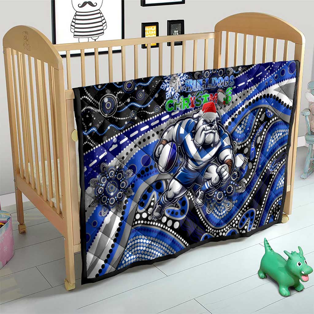 Merry Christmas Bulldogs Quilt Aboriginal Santa Rugby Mascot - Canterbury Bankstown