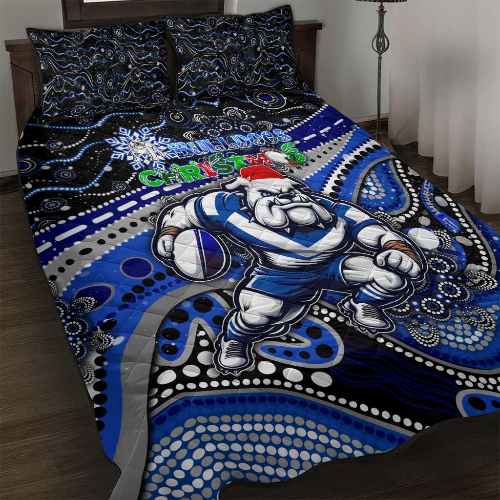 Merry Christmas Bulldogs Quilt Bed Set Aboriginal Santa Rugby Mascot - Canterbury Bankstown